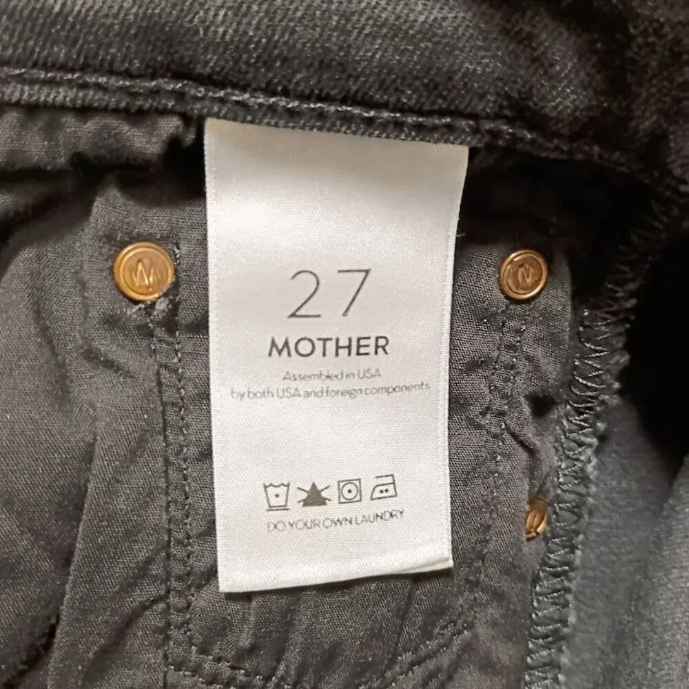 Mother Insider Crop Black Jeans Wash Size 27  Denim Mid-Rise Raw Hem - Picture 6 of 15